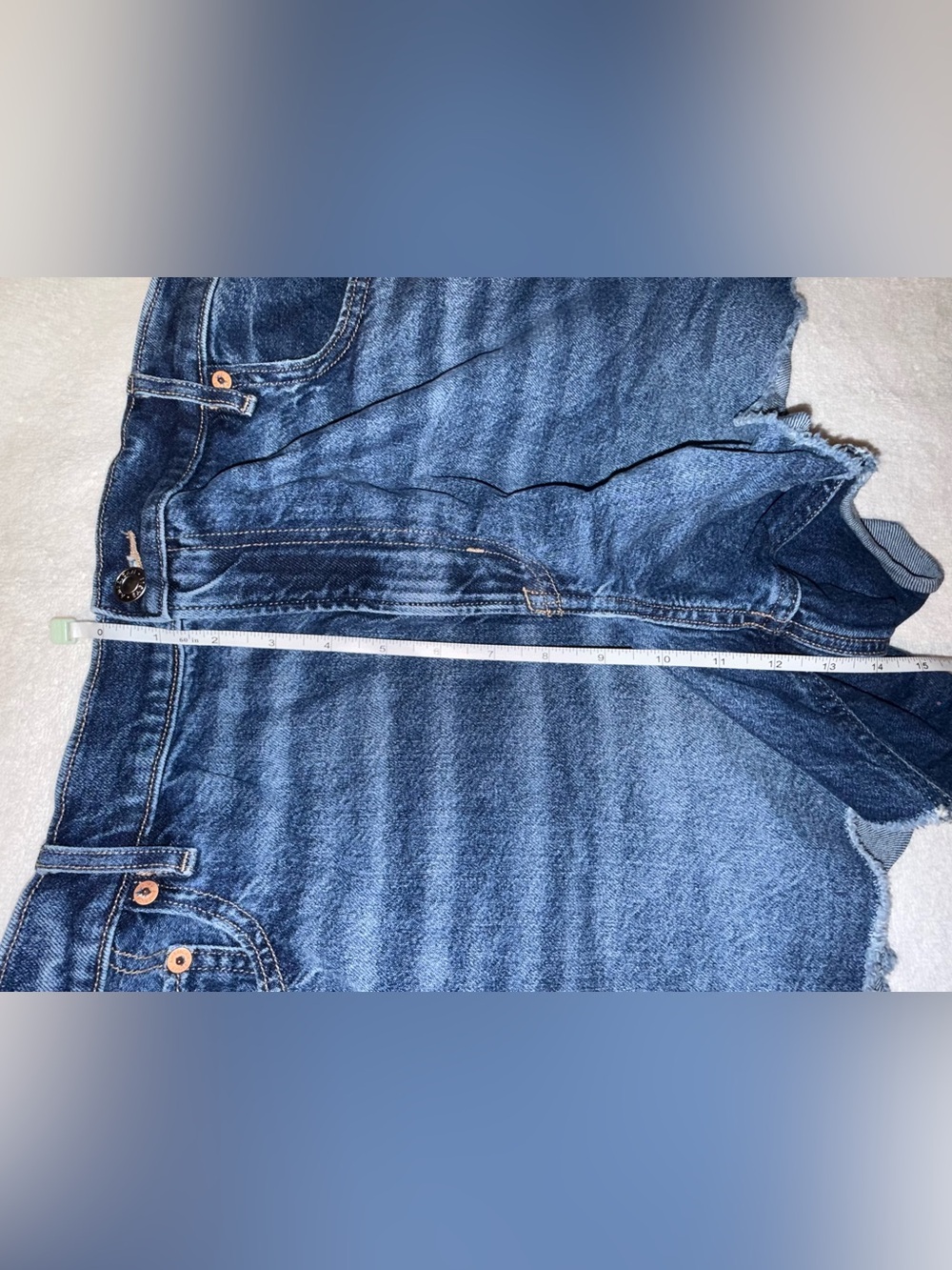 American Eagle Outfitters Dark Blue Denim Cutoff High-Rise Shorts Size 18 - Picture 6 of 9